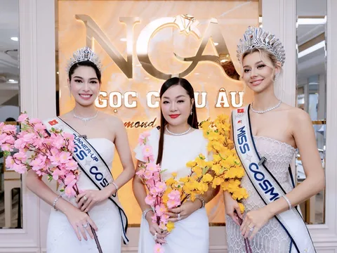 Hoa hậu Hoàng Thanh Nga đón tiếp Top 2 Miss Cosmo 2025 trong showroom đẳng cấp